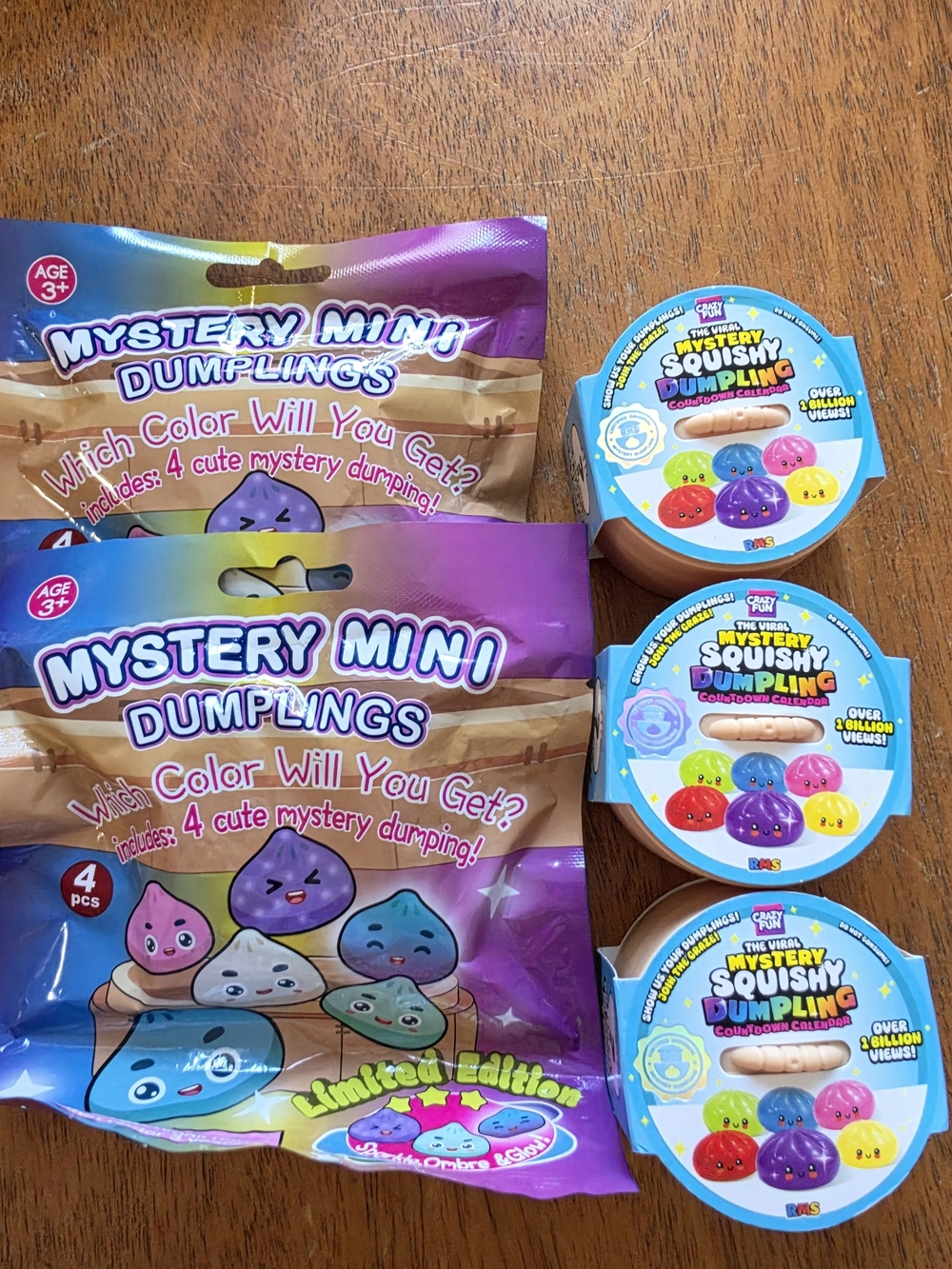 Mystery Mini Dumplings Squishy Toy Pack & 3 Crazy Fun RMS Dumplings. (Mini)